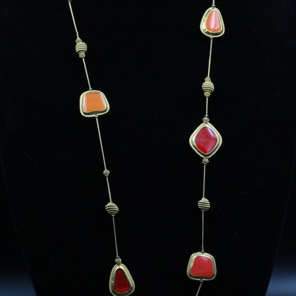 ANNE KLEIN COUTURE POURED GLASS MULTI COLOR NECKLACE - Picture 9 of 10